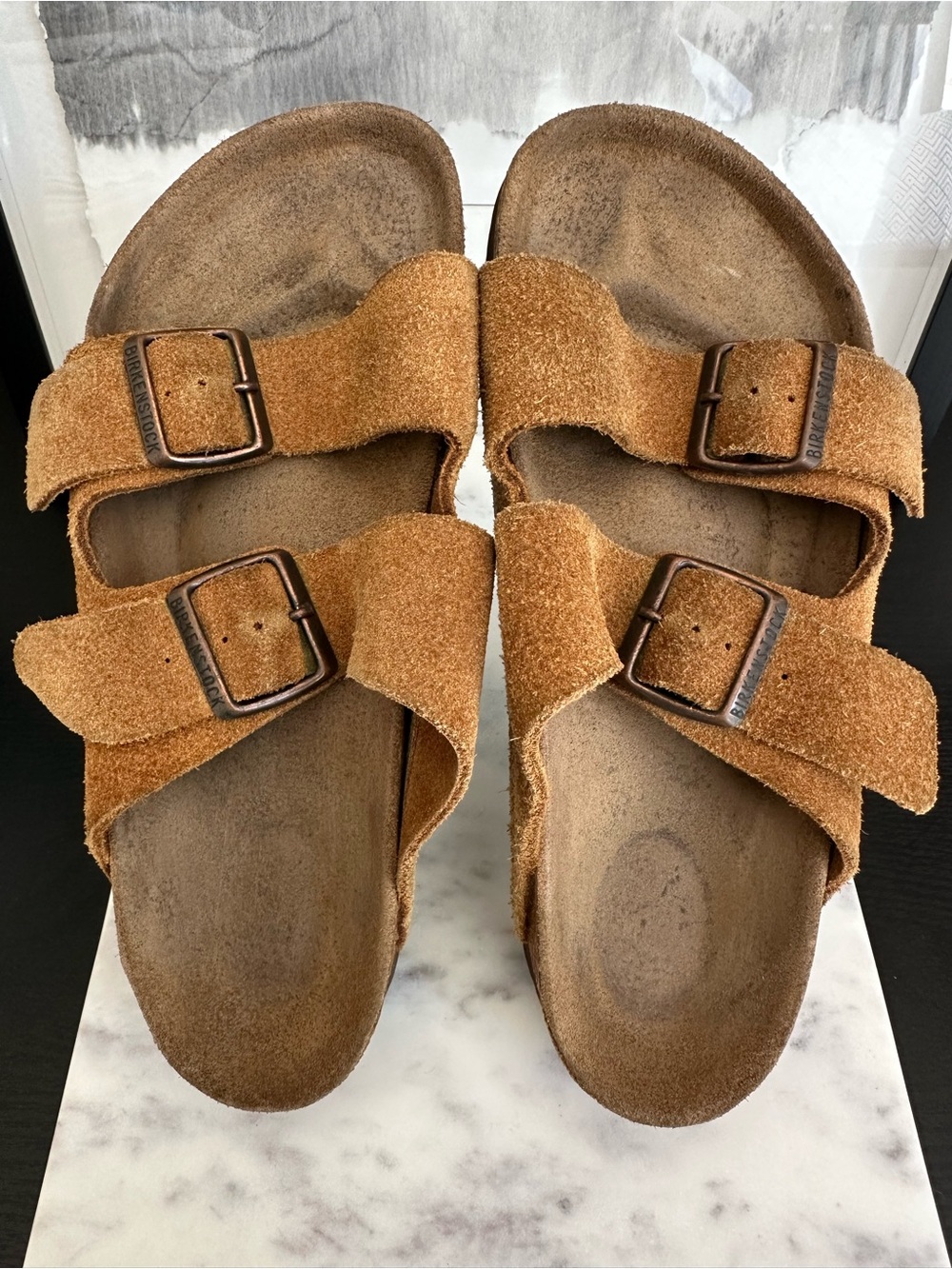 Birkenstock Classic Double-Strap Arizona Suede Sandals - Size 37/6.5